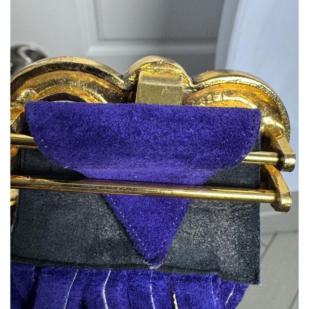 Emanuel Ungaro Parallele Paris Vintage 90's Purple Suede statement belt gold NWT